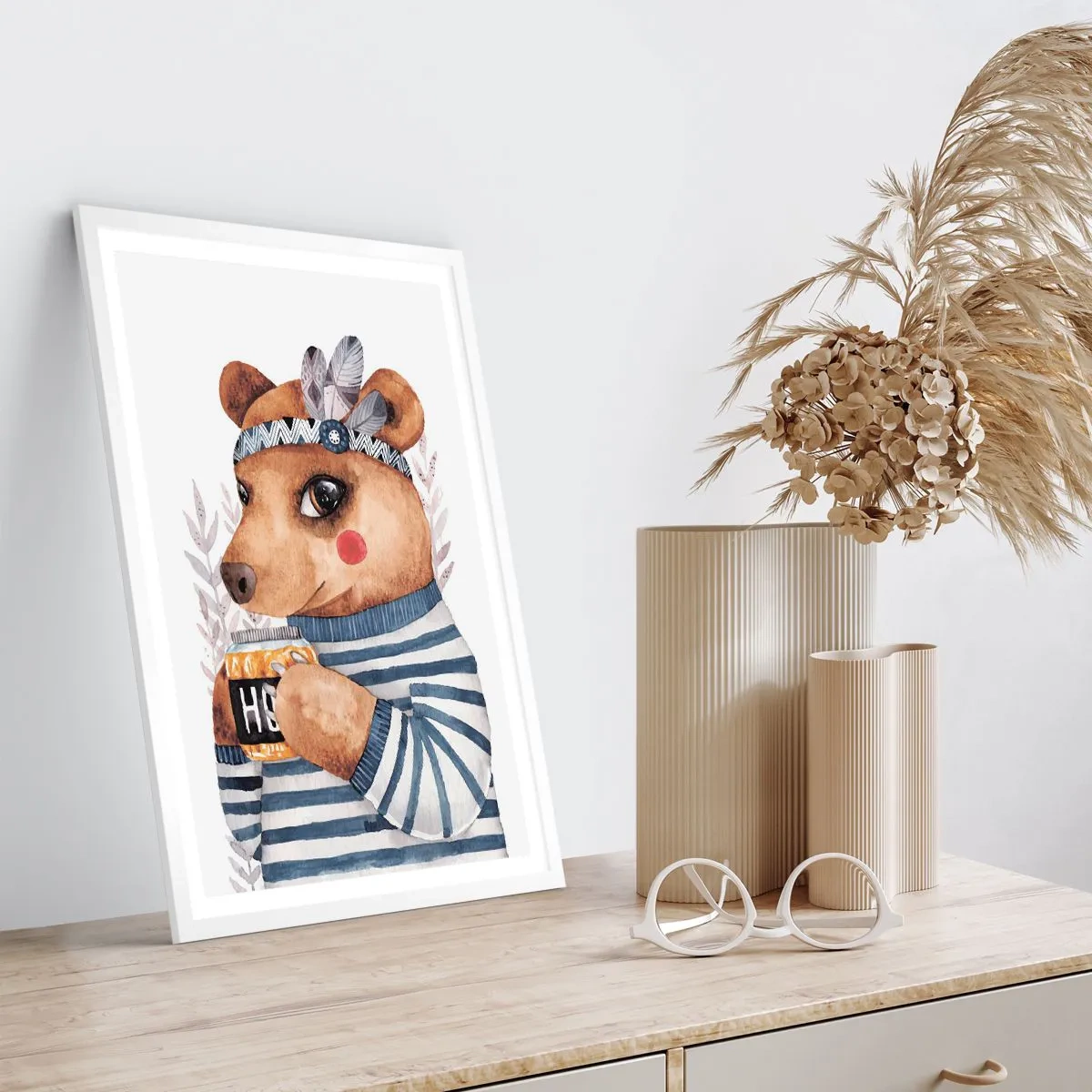 Poster in einem weißen Rahmen - Süße Bärin - 70x100 cm