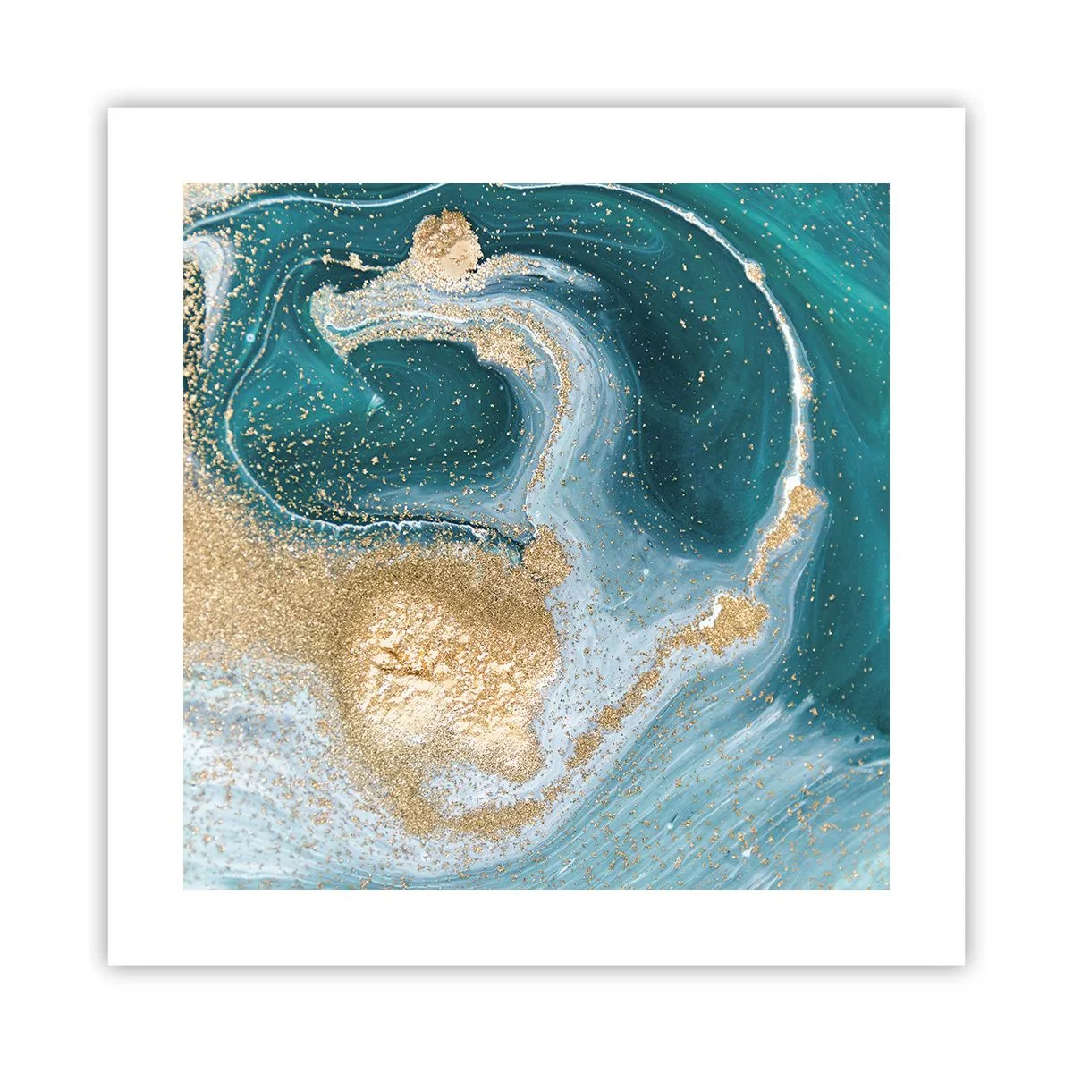 Poster - Ein Strudel aus Gold und Türkis - 40x40 cm