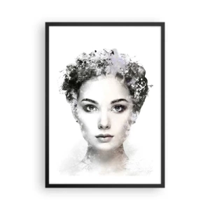 Poster in einem schwarzem Rahmen - Künstlerisches Frauenporträt mit abstrakten Elementen - 50x70cm - Ein äußerst stilvolles Portrait - Moderne Wanddekoration für Wohnzimmer und Schlafzimmer ARTTOR