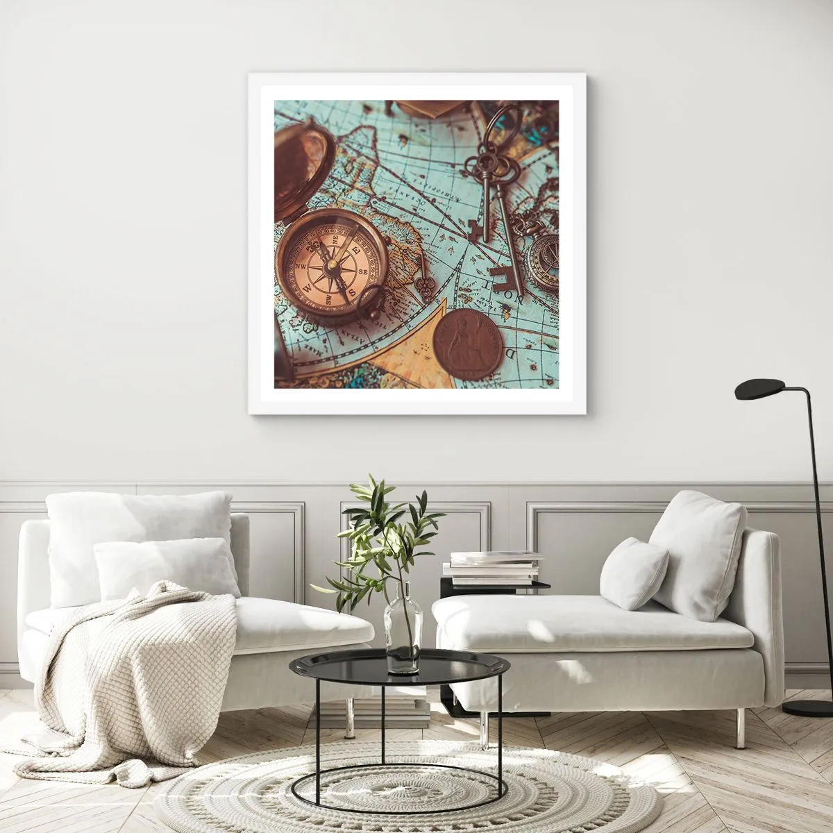 Poster in einem weißen Rahmen - Für den Abenteurer - 60x60 cm