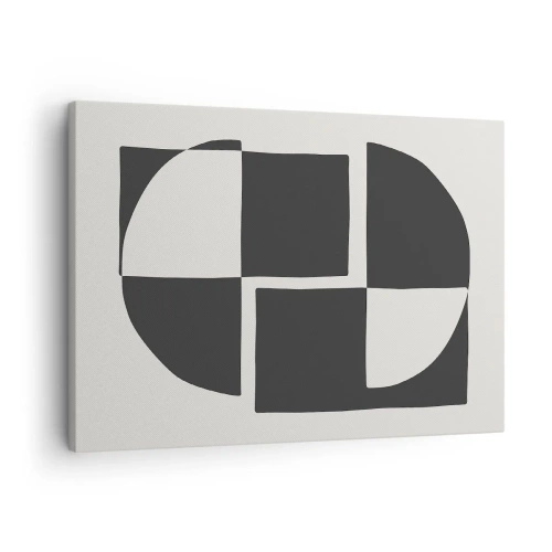 Bild auf Leinwand - Leinwandbild - Abstrakte geometrische Formen in Schwarz und Weiß - 70x50cm - Antithese - Synthese - Moderne Wanddekoration für Wohnzimmer und Schlafzimmer ARTTOR