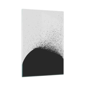 Glasbild - Bild auf glas - Abstraktes Muster mit schwarzen Partikeln auf hellem Hintergrund - 80x120cm - Bewegung von Molekülen - Moderne Wanddekoration für Wohnzimmer und Schlafzimmer ARTTOR