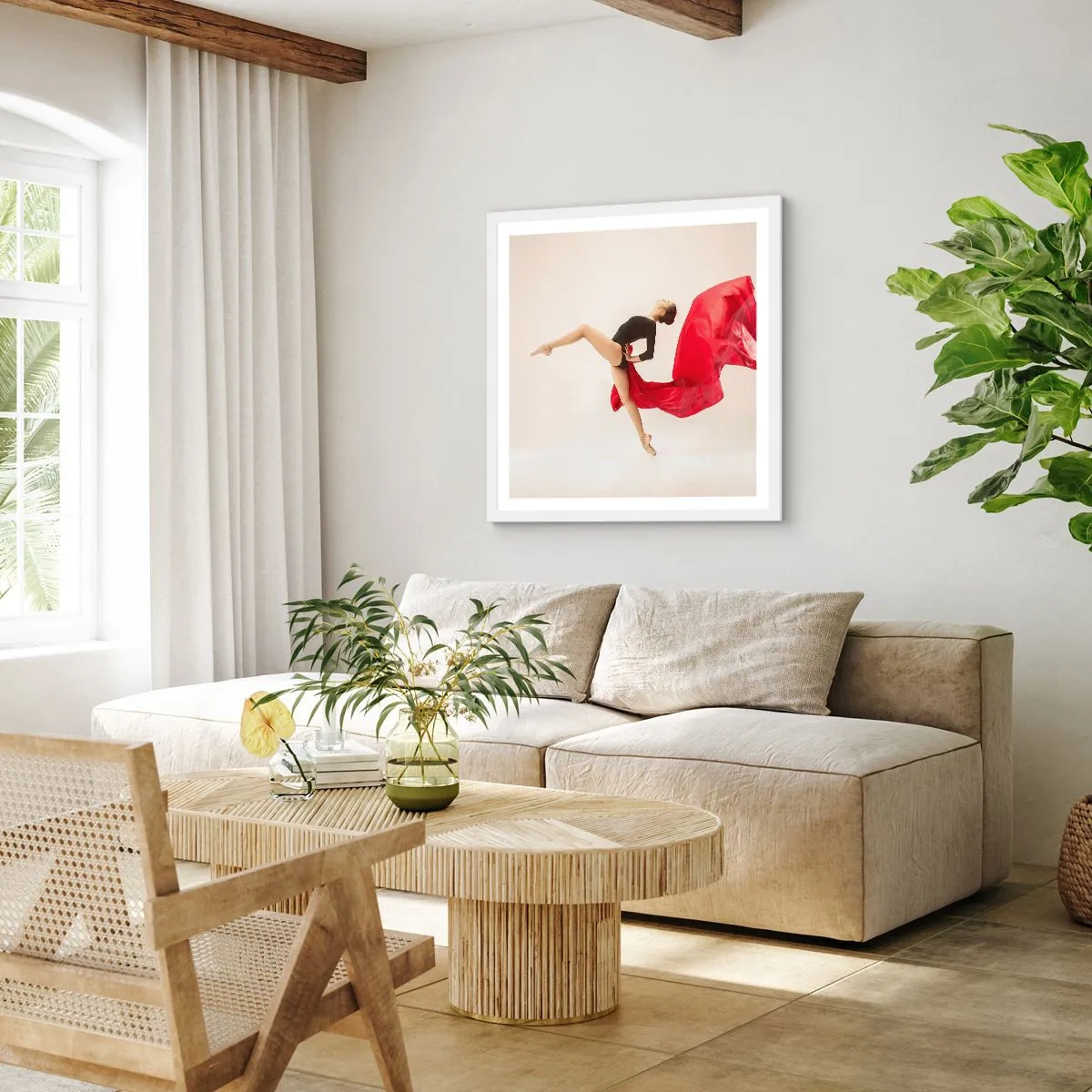 Poster in einem weißen Rahmen - Rot und Schwarz - 30x30 cm