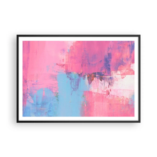 Poster in einem schwarzem Rahmen - Abstrakte Komposition in Pink und Blau - 100x70cm - Rosa, Blau und eine Prise Licht - Moderne Wanddekoration für Wohnzimmer und Schlafzimmer ARTTOR