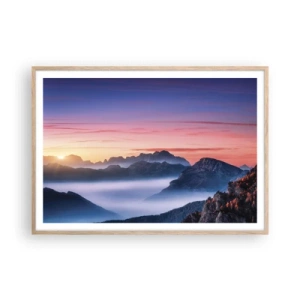 Poster in einem Rahmen aus heller Eiche - Über die Täler - 100x70 cm