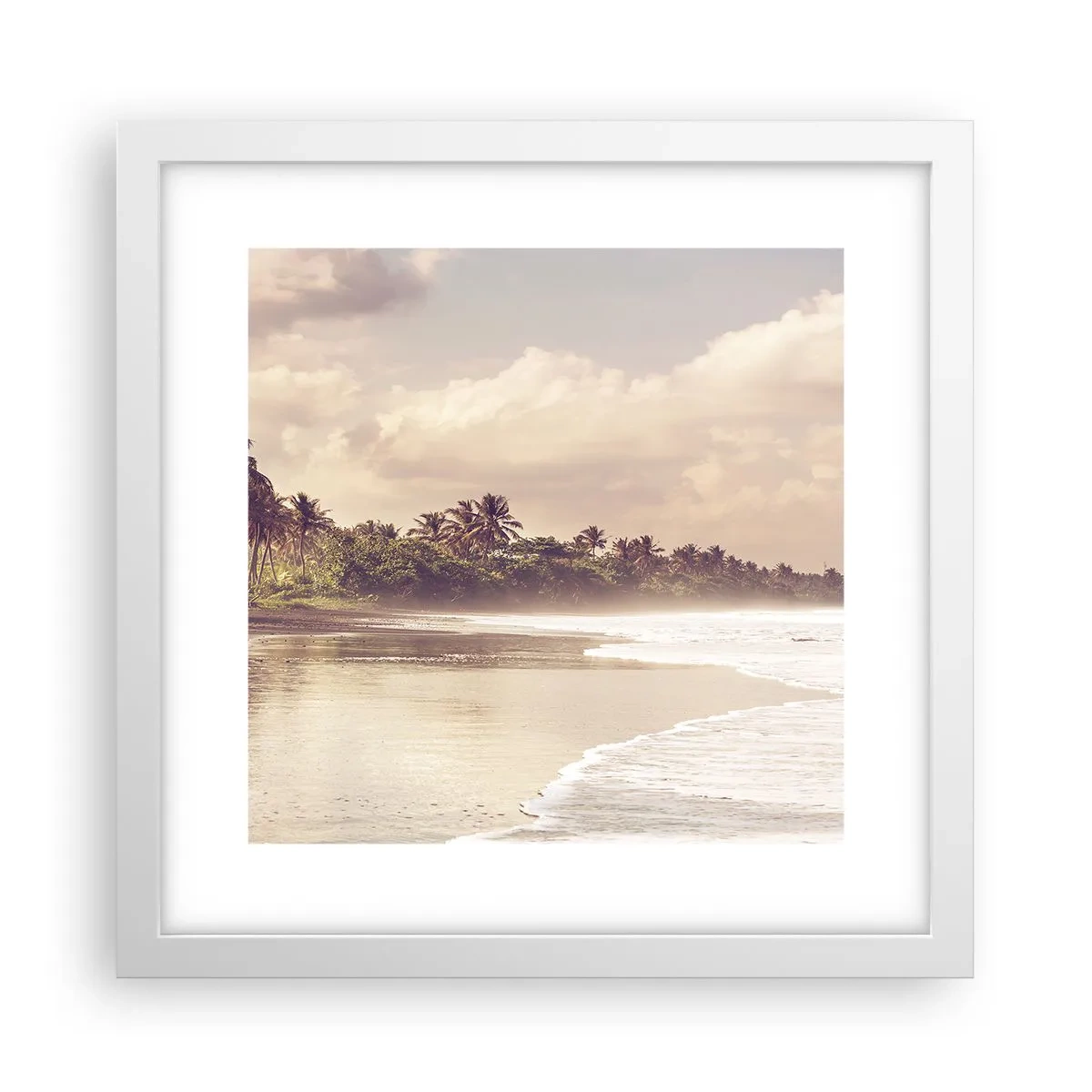 Poster in einem weißen Rahmen - Die Liebkosung der Wellen - 30x30 cm