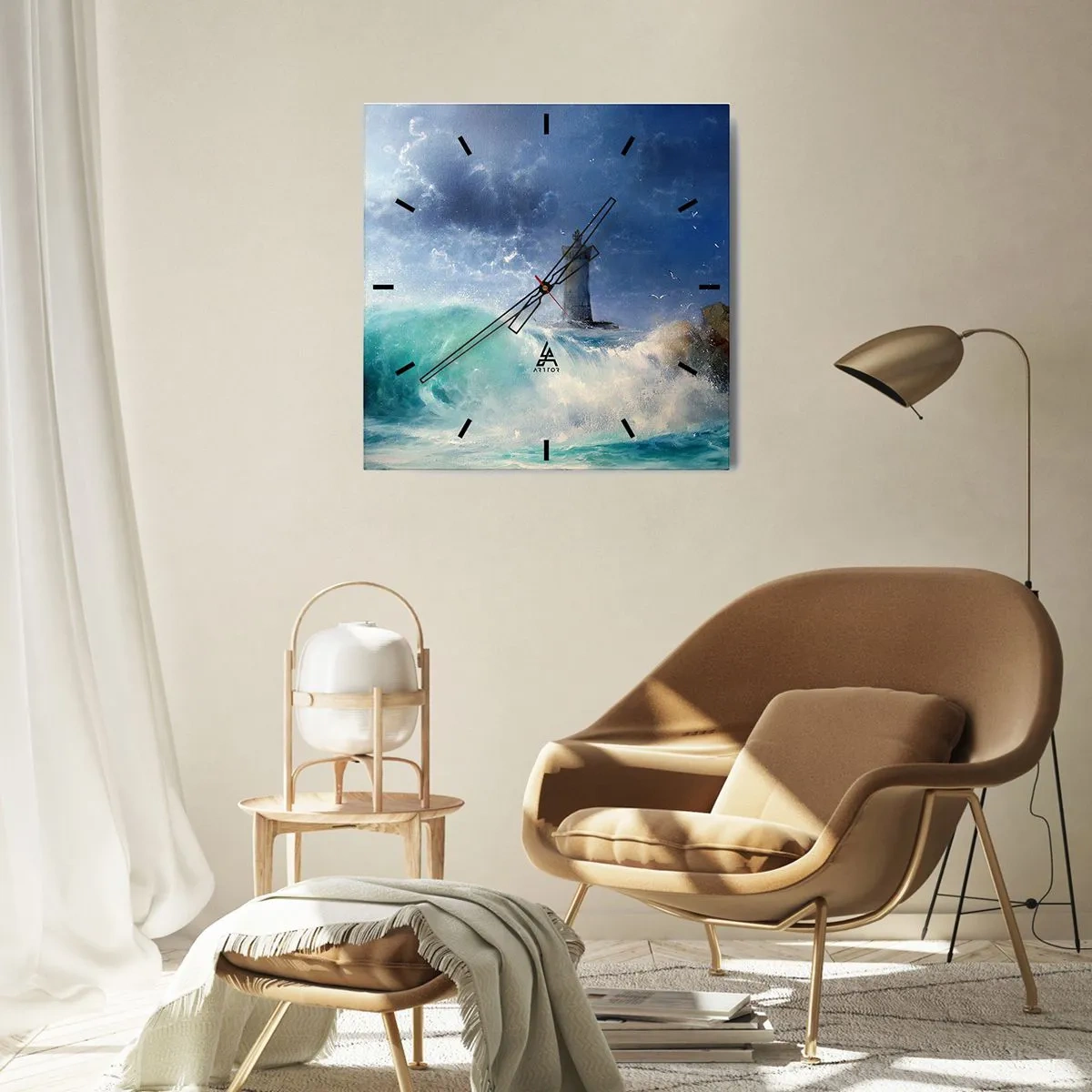 Wanduhr - Glasuhr - Auf der Hut vor den Elementen - 40x40 cm