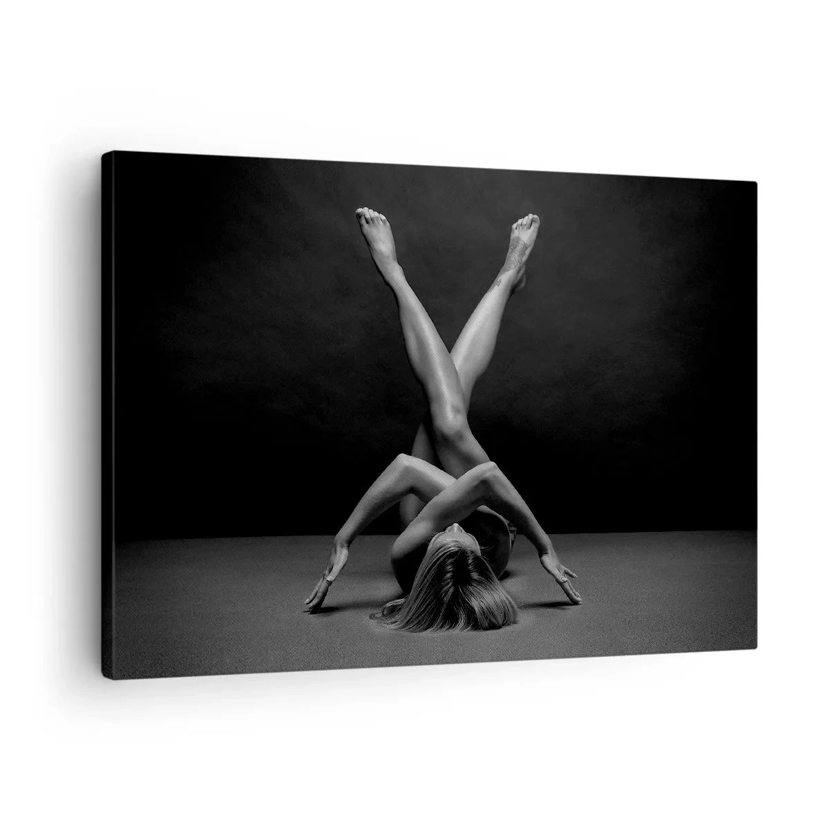 Bild auf Leinwand - Leinwandbild - Eine künstlerische Interpretation einer Frau in Schwarzweiß - 70x50cm - Die Geometrie der Nacktheit - Moderne Wanddekoration für Wohnzimmer und Schlafzimmer ARTTOR