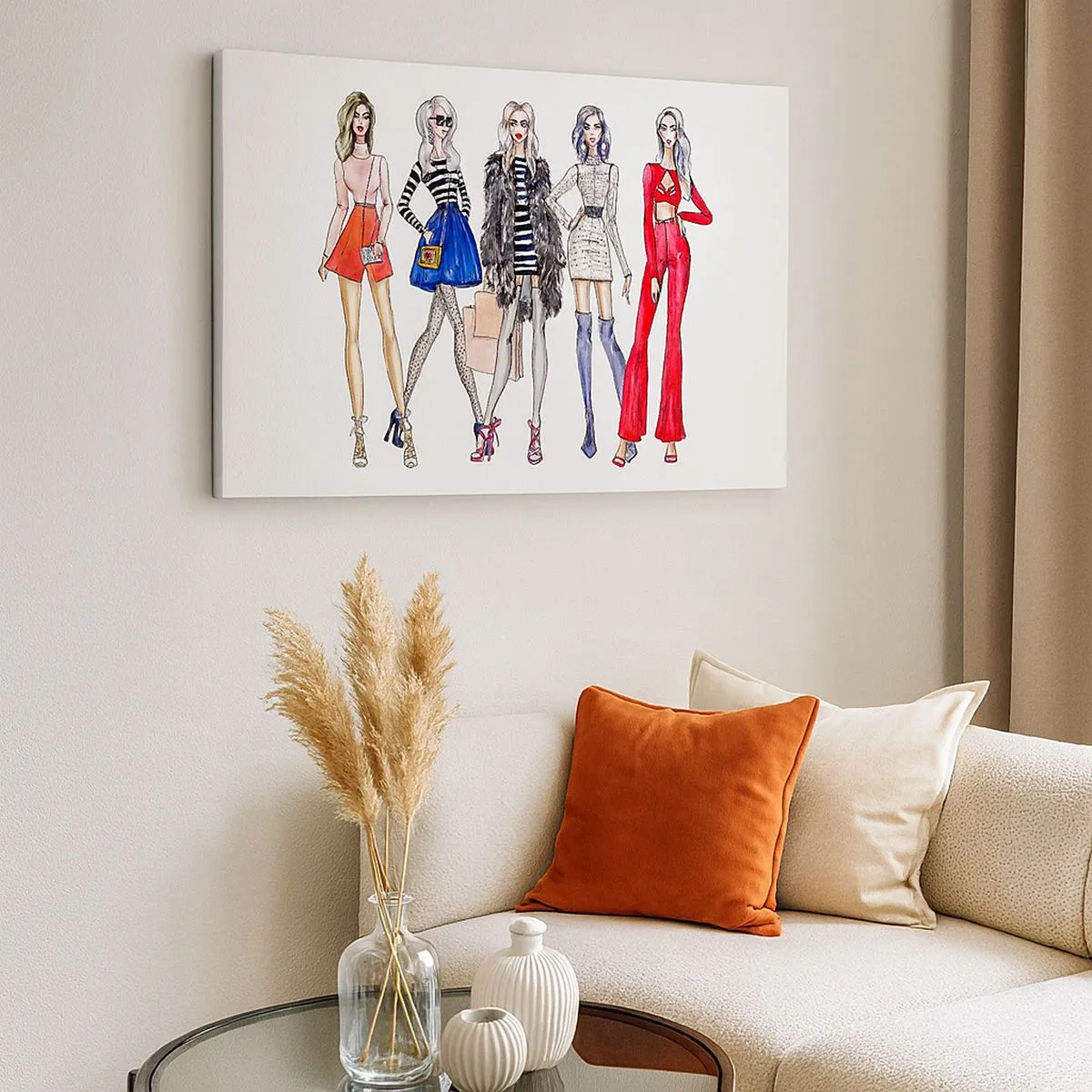 Bild auf Leinwand - Leinwandbild - Stilvolle Illustrationen von Modesilhouetten - 70x50cm - Jede Woche Fashion Week - Moderne Wanddekoration für Wohnzimmer und Schlafzimmer ARTTOR