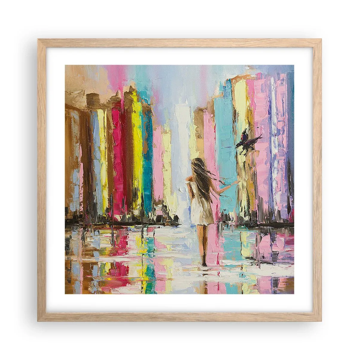 Poster in einem Rahmen aus heller Eiche - Folge mir - 50x50 cm