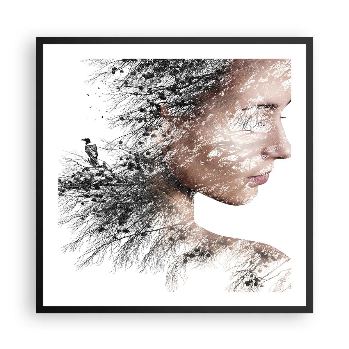 Poster in einem schwarzem Rahmen - Der Geist des Waldes - 60x60 cm