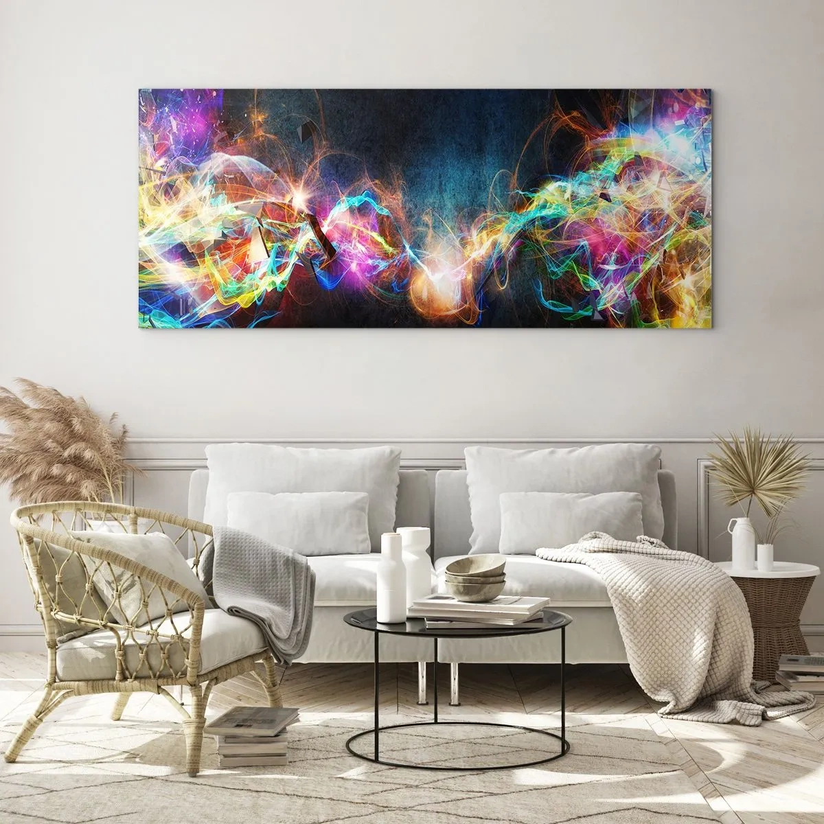 Glasbild - Bild auf glas - Freudig gegen die Dunkelheit - 90x30 cm
