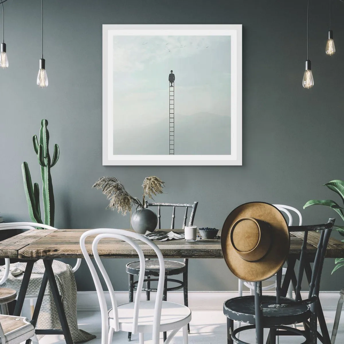 Poster in einem weißen Rahmen - Erhebe dich darüber! - 40x40 cm