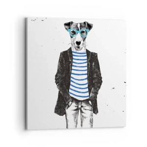 Bild auf Leinwand - Leinwandbild - Auf den Charme des Hundes - 70x70 cm