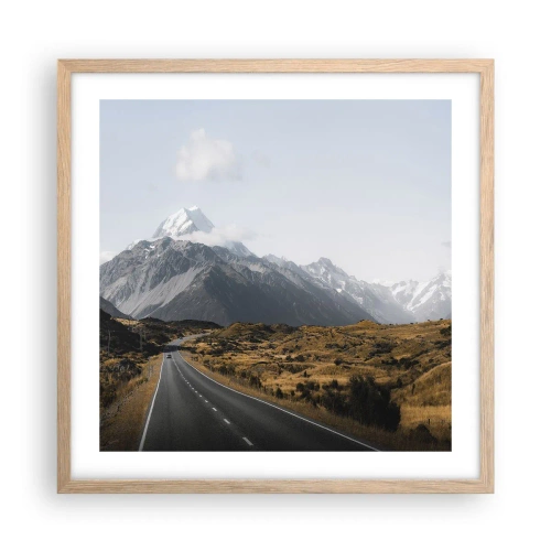 Poster in einem Rahmen aus heller Eiche - Der Weg ins Herz der Berge - 50x50 cm