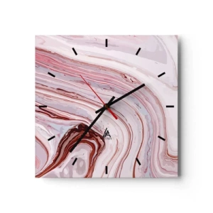 Wanduhr - Glasuhr - Abstraktes Muster in Rosa und Weiß - 30x30cm - Geradeaus, dann rechts runter - Moderne Wanddekoration für Wohnzimmer und Schlafzimmer ARTTOR