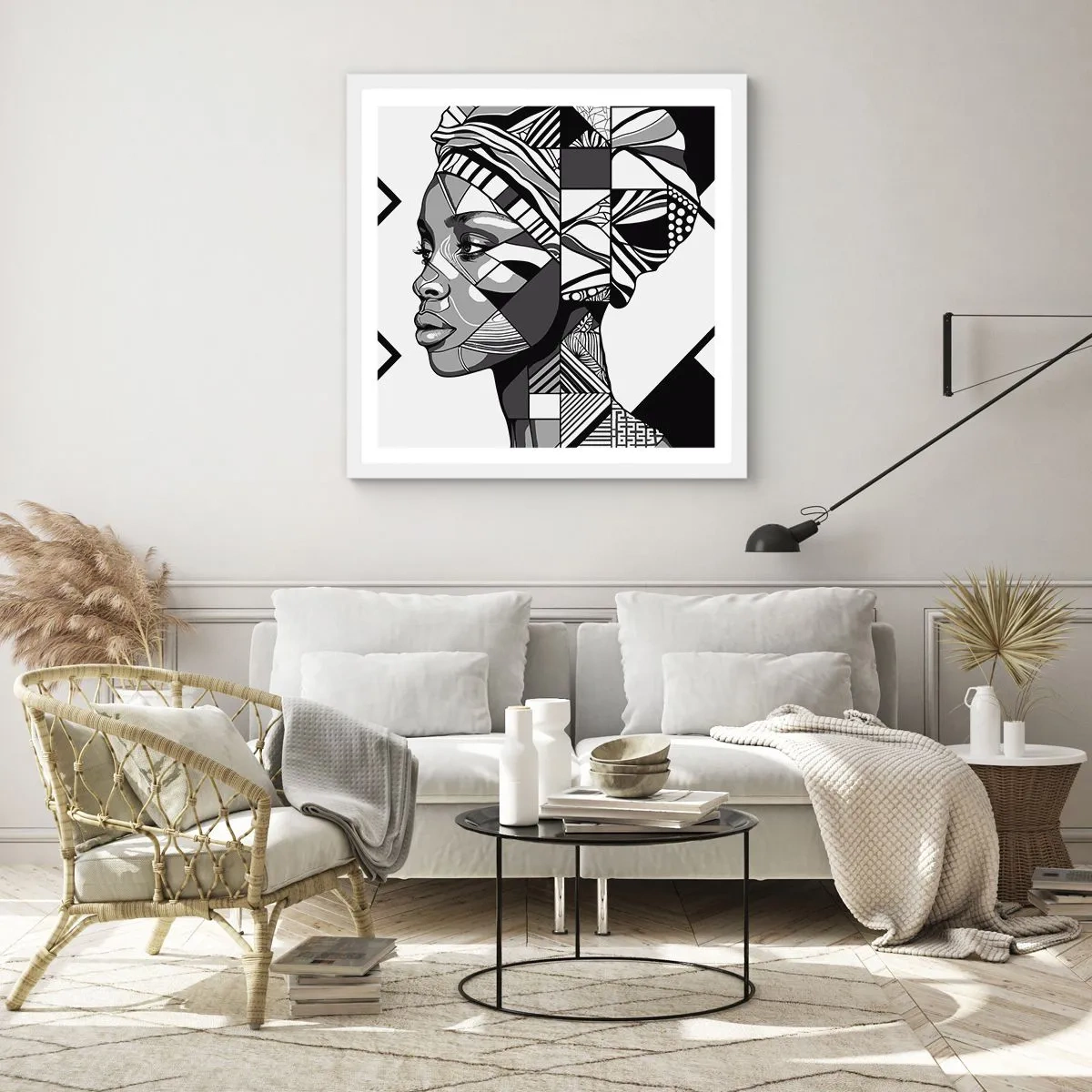 Poster in einem weißen Rahmen - Ethnisches Porträt - 60x60 cm