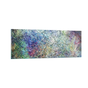 Glasbild - Bild auf glas - Abstrakte Komposition mit mehrfarbigen Linien und Texturen - 140x50cm - Es ist nicht so einfach - Moderne Wanddekoration für Wohnzimmer und Schlafzimmer ARTTOR
