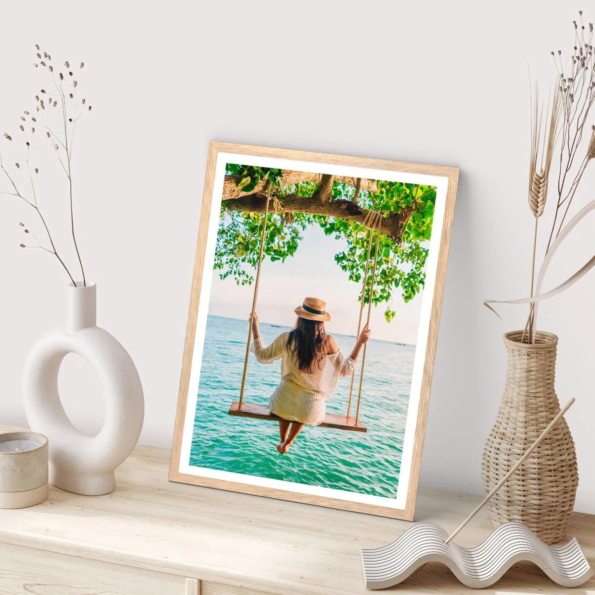 Poster in einem Rahmen aus heller Eiche - Das Leben ist wunderschön - 30x40 cm