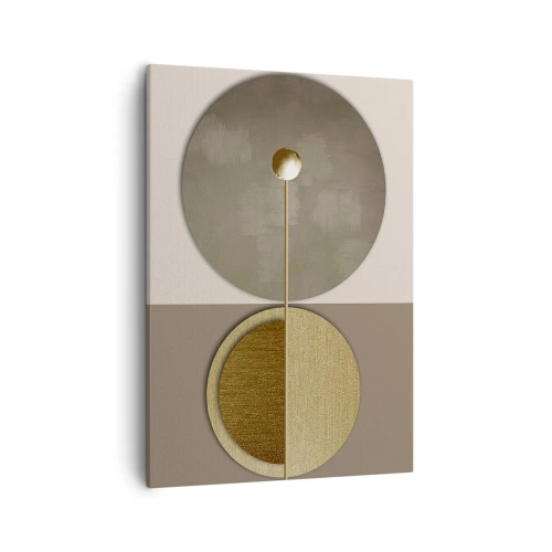 Bild auf Leinwand - Leinwandbild - Abstrakte Kreise in Gold- und Beigetönen - 50x70cm - Perfekte Balance - Moderne Wanddekoration für Wohnzimmer und Schlafzimmer ARTTOR