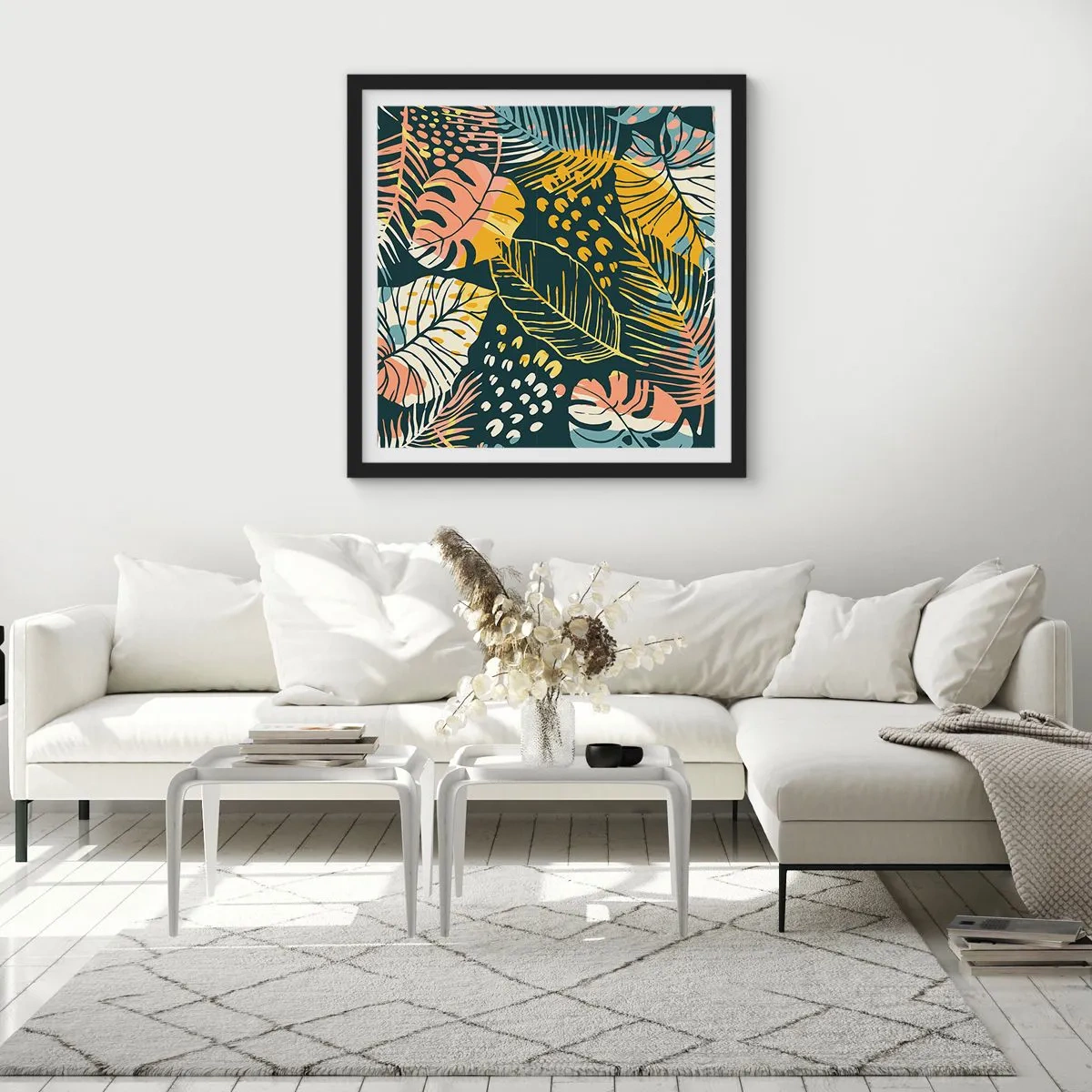 Poster in einem schwarzem Rahmen - Grüne Fantasie - 60x60 cm
