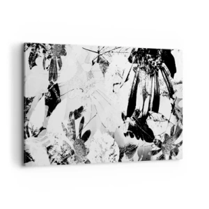 Bild auf Leinwand - Leinwandbild - Schwarz-weiße abstrakte Blumen im minimalistischen Stil - 120x80cm - Herbst negativ - Moderne Wanddekoration für Wohnzimmer und Schlafzimmer ARTTOR