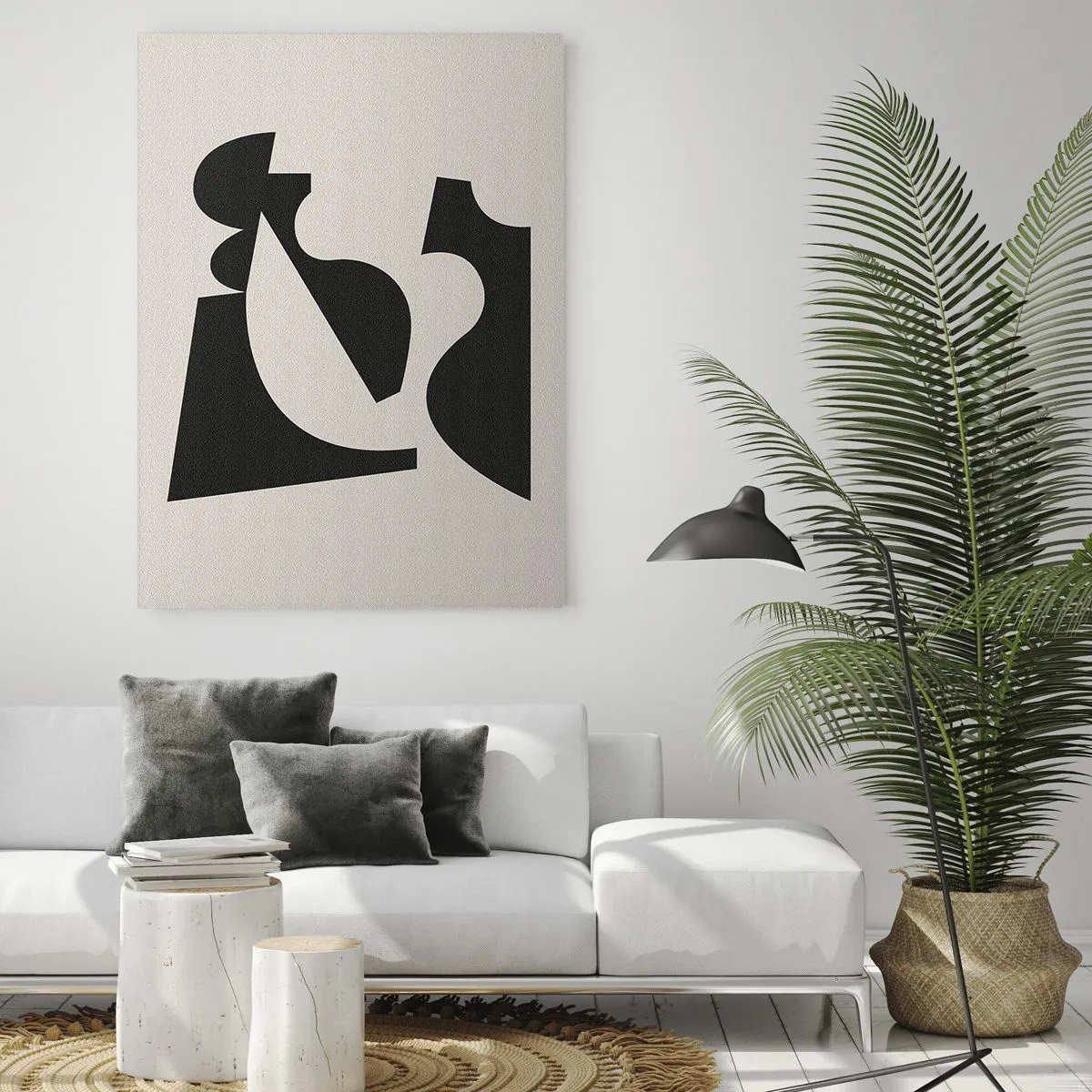Glasbild - Bild auf glas - Abstrakte geometrische Schwarz-Weiß-Komposition - 50x70cm - Zum Selbstbauen - Moderne Wanddekoration für Wohnzimmer und Schlafzimmer ARTTOR