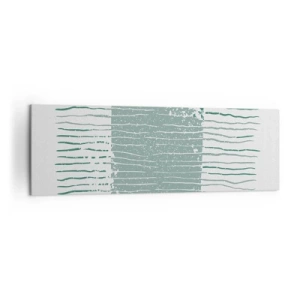 Bild auf Leinwand - Leinwandbild - Geometrisches Muster in Meeresgrün- und Weißtönen - 160x50cm - Marine Abstraktion - Moderne Wanddekoration für Wohnzimmer und Schlafzimmer ARTTOR