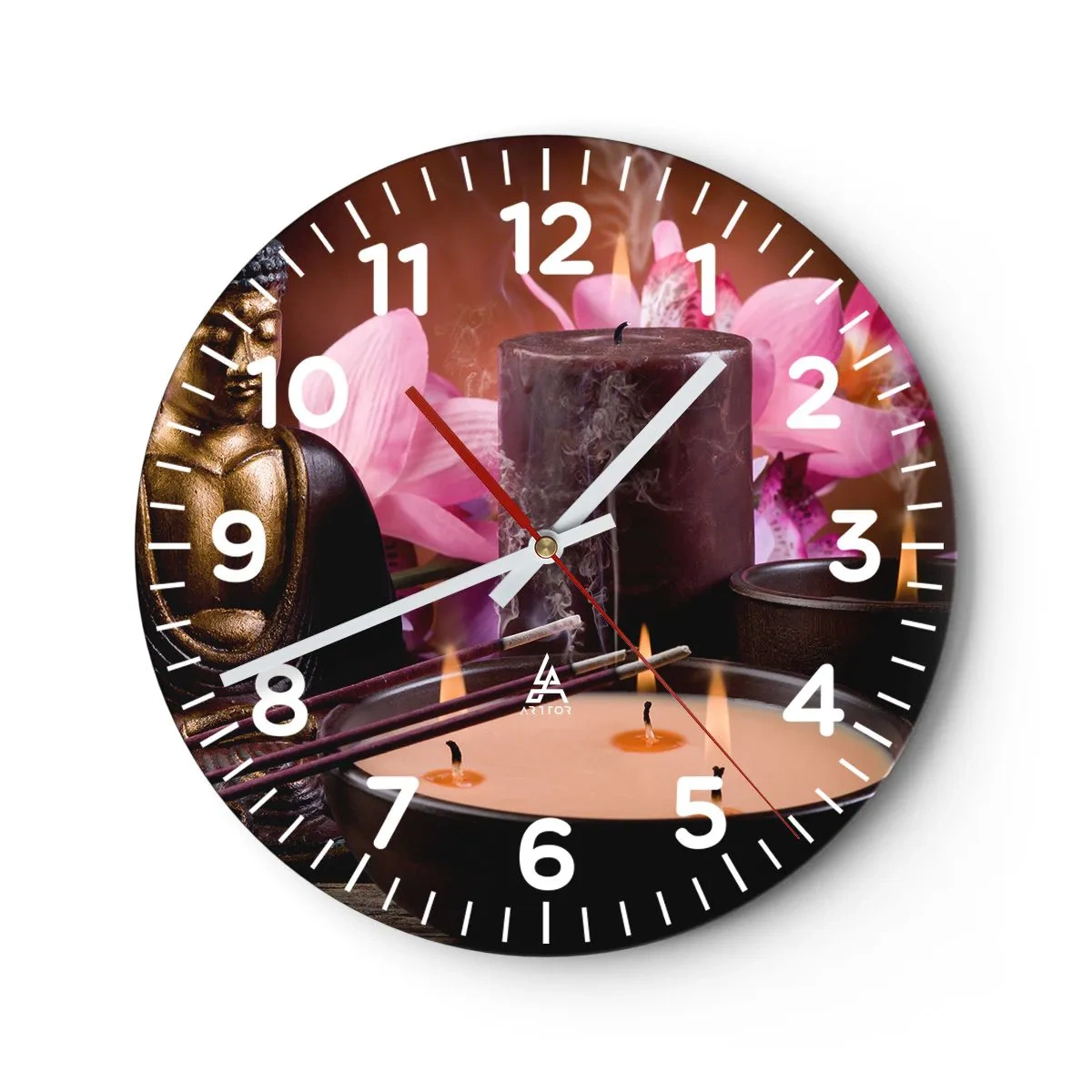 Wanduhr - Glasuhr - Den Geist frei machen, den Körper beruhigen - 40x40 cm