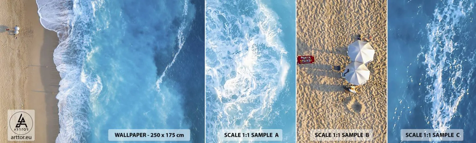 Fototapetenmuster Standard Eco - Die Kraft des Blaus - Landschaft, Strand, Meer - 100x30 cm