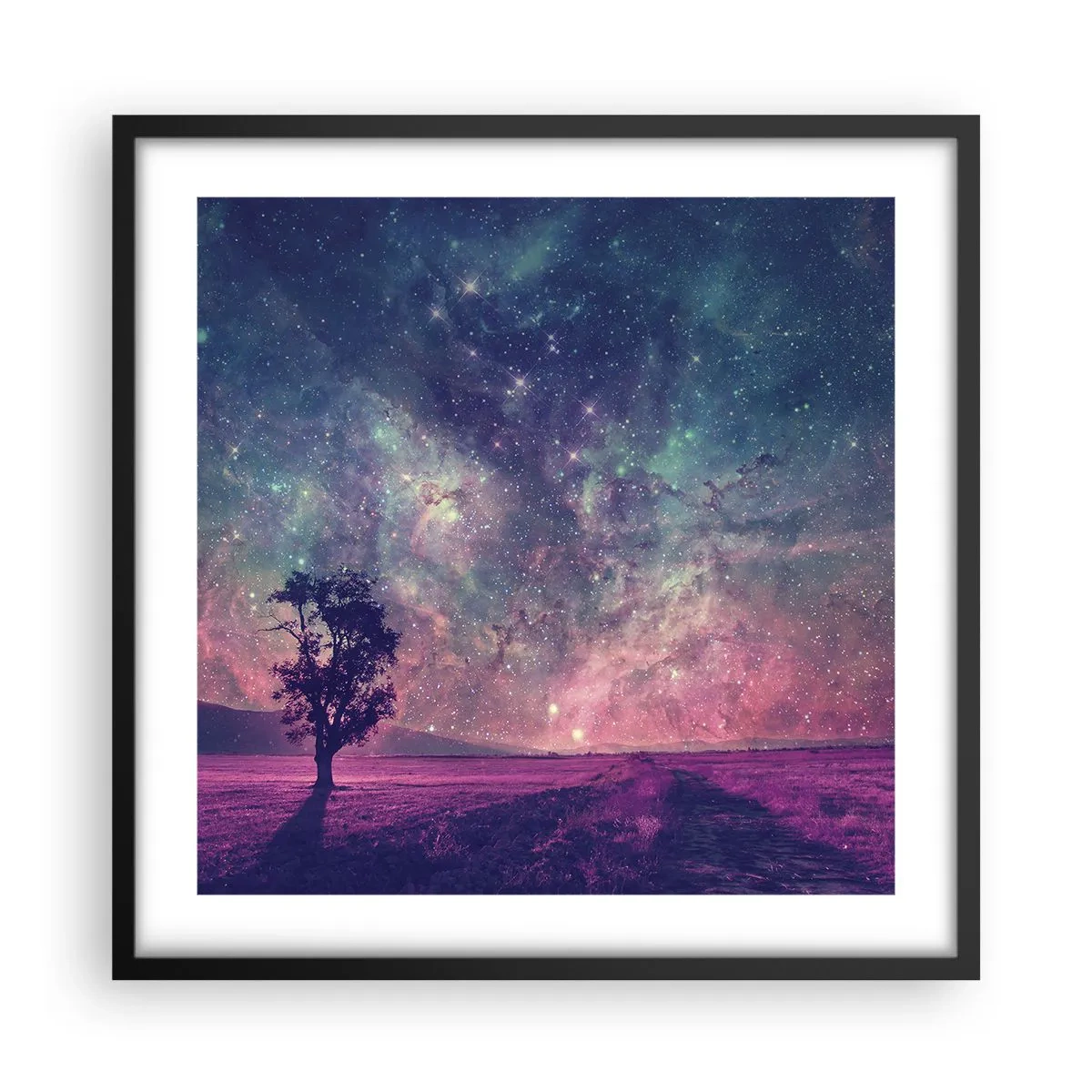 Poster in einem schwarzem Rahmen - Unter dem magischen Himmel - 50x50 cm