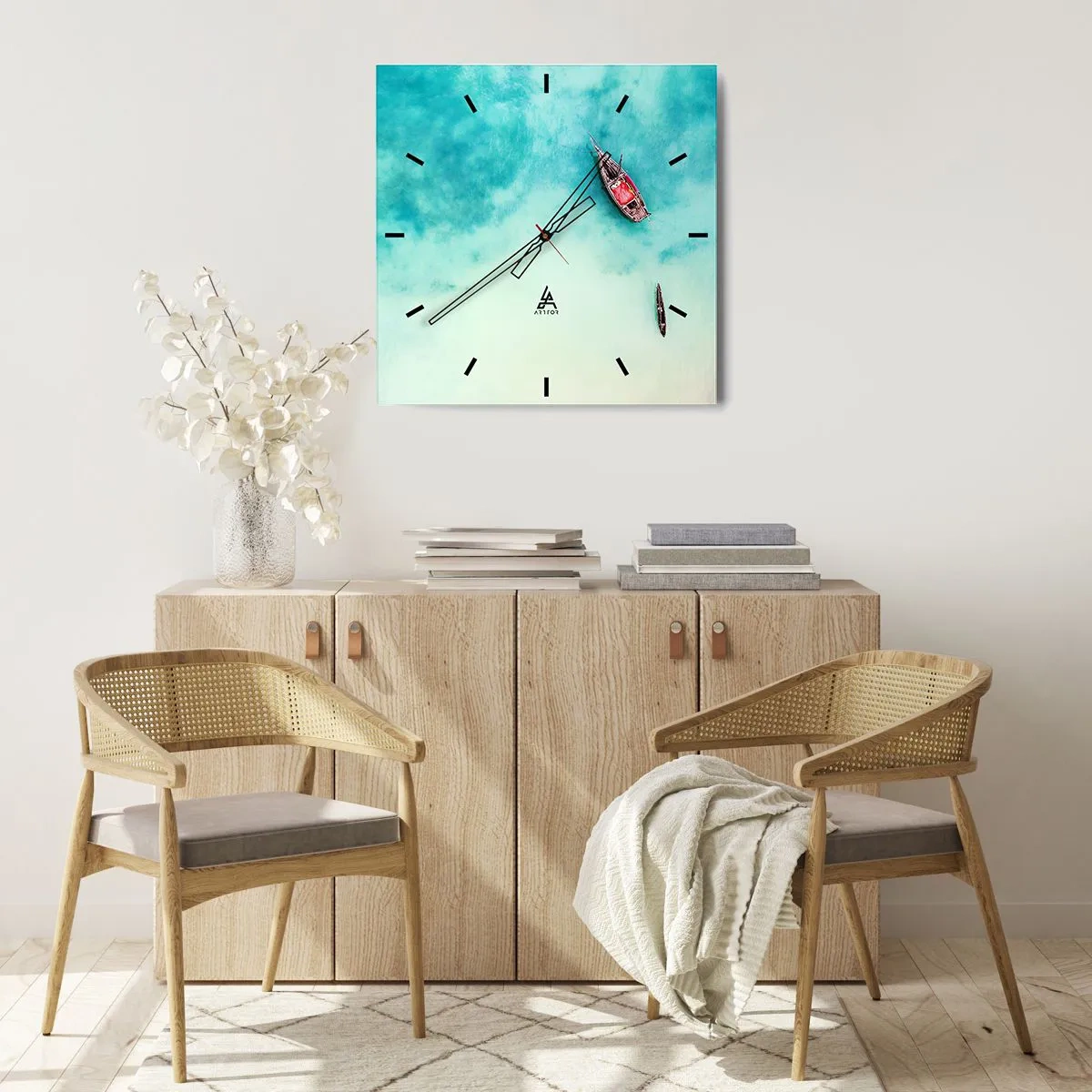 Wanduhr - Glasuhr - Denn an den Stränden von Sansibar, wenn der Wasserüberschuss ... - 40x40 cm