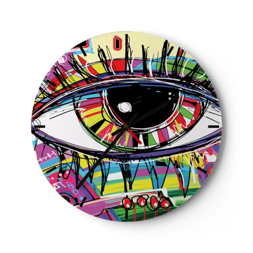Wanduhr - Glasuhr - Buntes Auge - bunte Seele - 40x40 cm