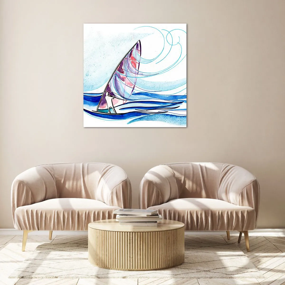 Glasbild - Bild auf glas - Mit dem Wind im Rhythmus der Wellen - 60x60 cm