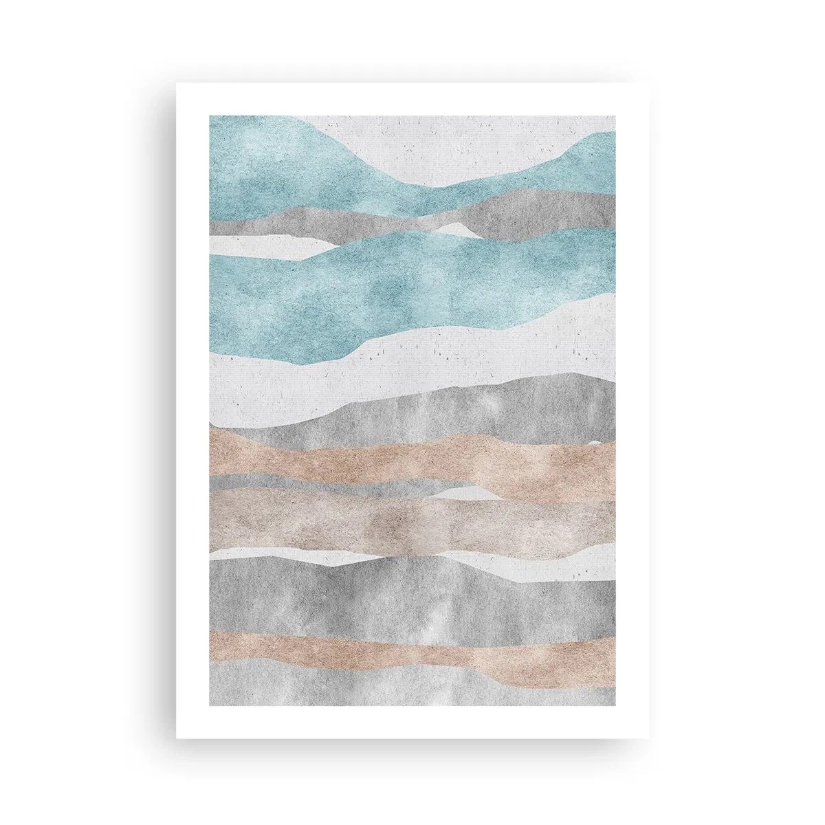 Poster - Minimalistische Wellen in Blau- und Beigetönen - 50x70cm - Studie über Nähe - Moderne Wanddekoration für Wohnzimmer und Schlafzimmer ARTTOR