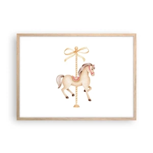 Poster in einem Rahmen aus heller Eiche - Anmutiger Trab - 70x50 cm