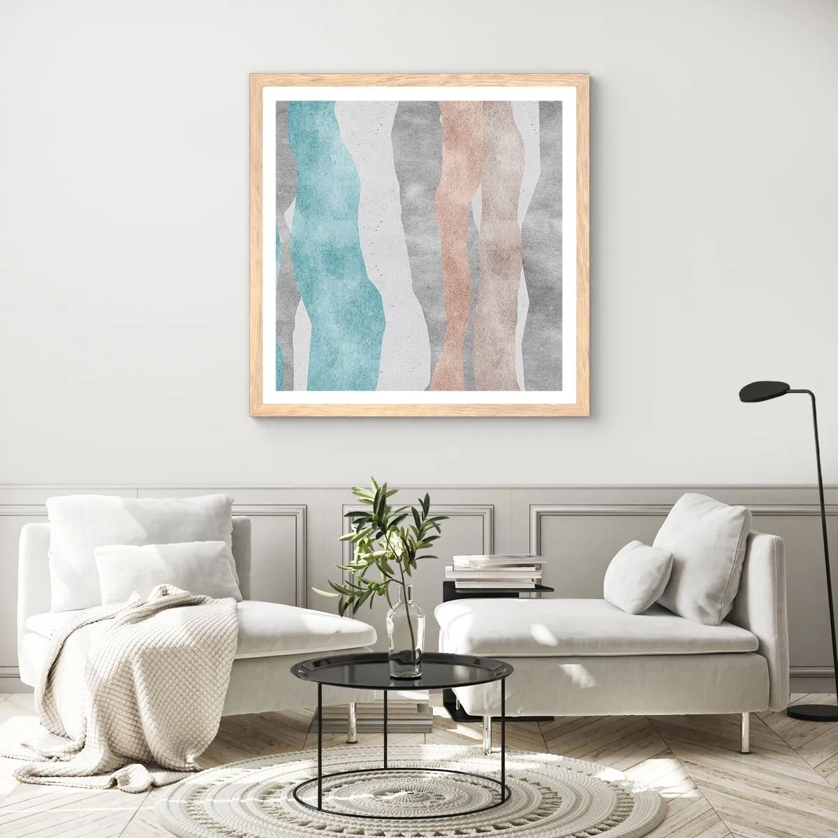 Poster in einem Rahmen aus heller Eiche - Studie über Nähe - 50x50 cm
