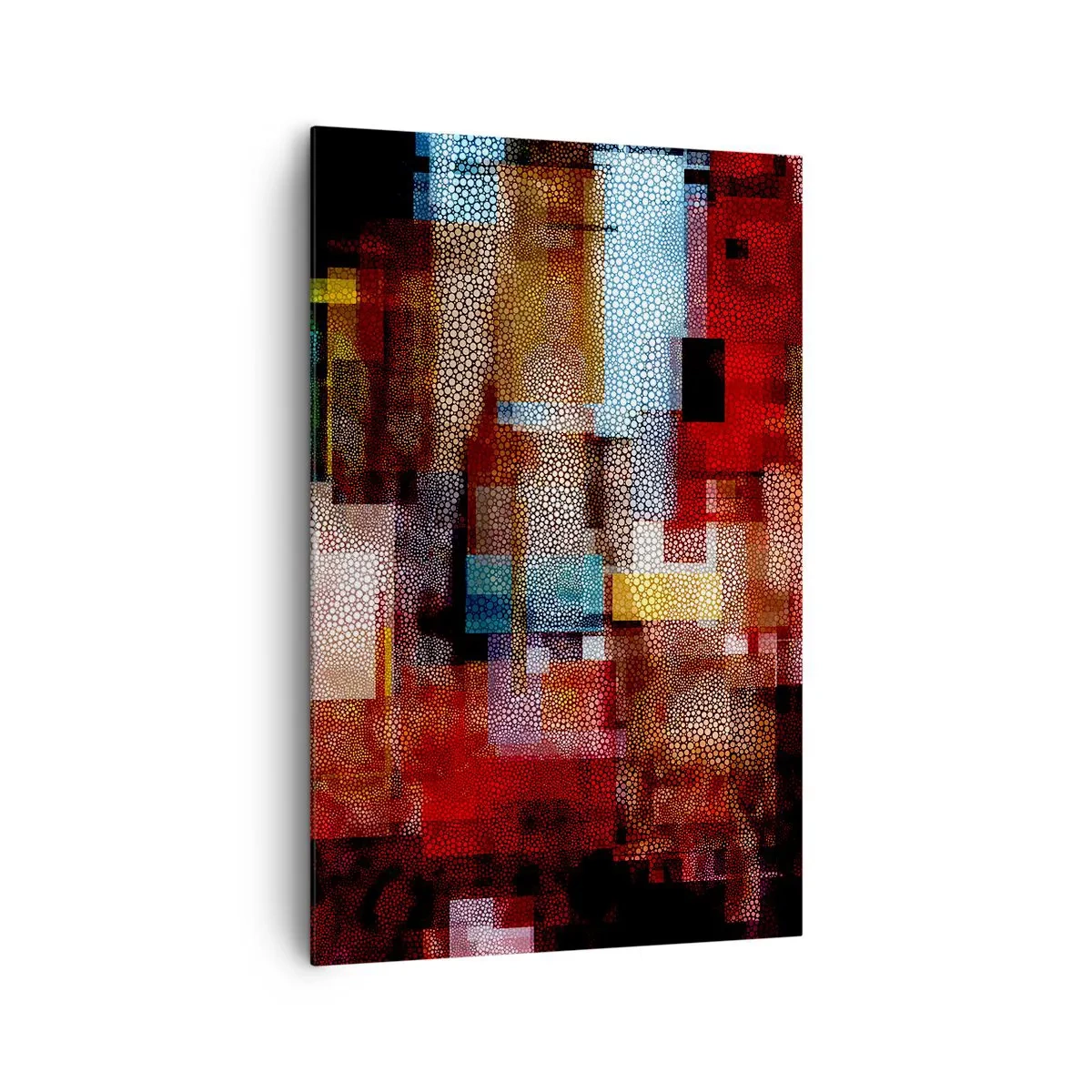 Bild auf Leinwand - Leinwandbild - Geometrische Abstraktion in intensiven Rottönen - 80x120cm - Verwirrung mit Verwirrung - Moderne Wanddekoration für Wohnzimmer und Schlafzimmer ARTTOR