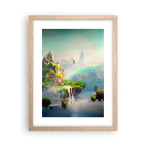 Poster in einem Rahmen aus heller Eiche - Mitten am Himmel - glückliche Inseln - 30x40 cm