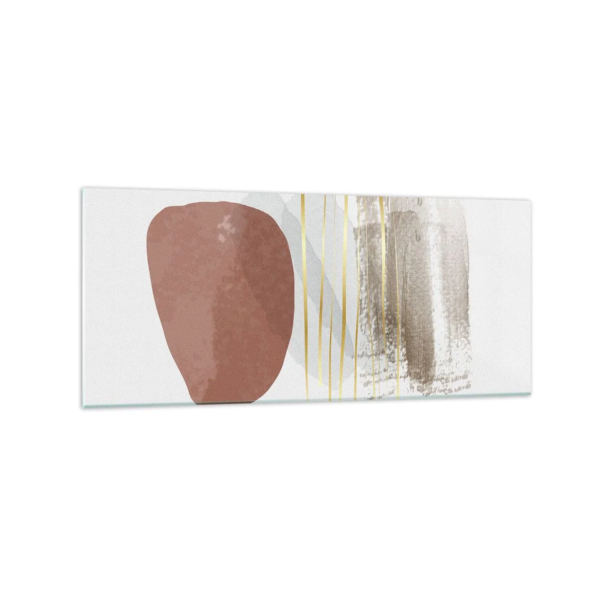 Glasbild - Bild auf glas - Abstrakte Komposition in Beige- und Goldtönen - 120x50cm - Abstrakte Kolonnade - Moderne Wanddekoration für Wohnzimmer und Schlafzimmer ARTTOR