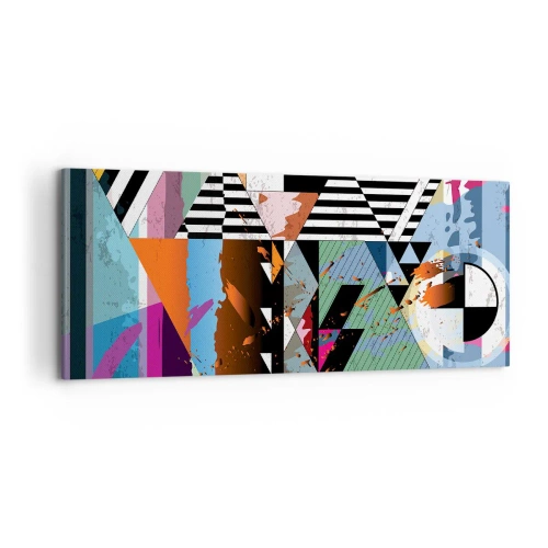 Bild auf Leinwand - Leinwandbild - Abstrakte geometrische Komposition mit lebendigen Farben - 120x50cm - Geometrisch und organisch - Moderne Wanddekoration für Wohnzimmer und Schlafzimmer ARTTOR