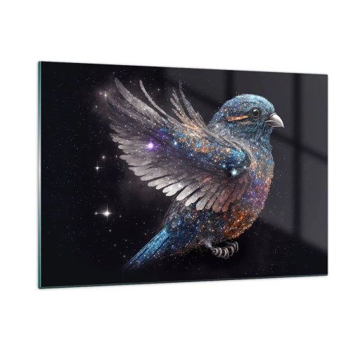 Glasbild - Bild auf glas - Space Sparrow mit Diamantglitter - 120x80cm - Diamantsperling - Moderne Wanddekoration für Wohnzimmer und Schlafzimmer ARTTOR