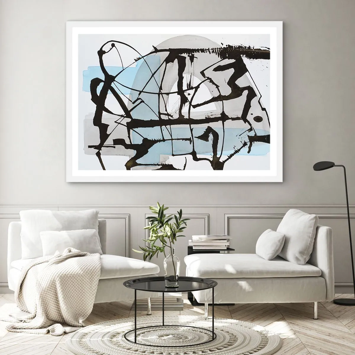 Poster in einem weißen Rahmen - Trotzdem blau - 50x40 cm
