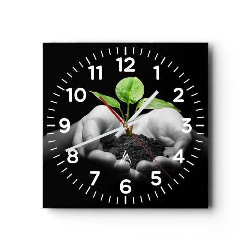 Wanduhr - Glasuhr - Ich liebe die Natur, ich beschütze sie - 30x30 cm