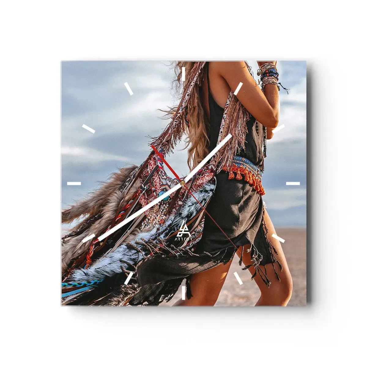 Wanduhr - Glasuhr - Das Mädchen des Schamanen - 40x40 cm