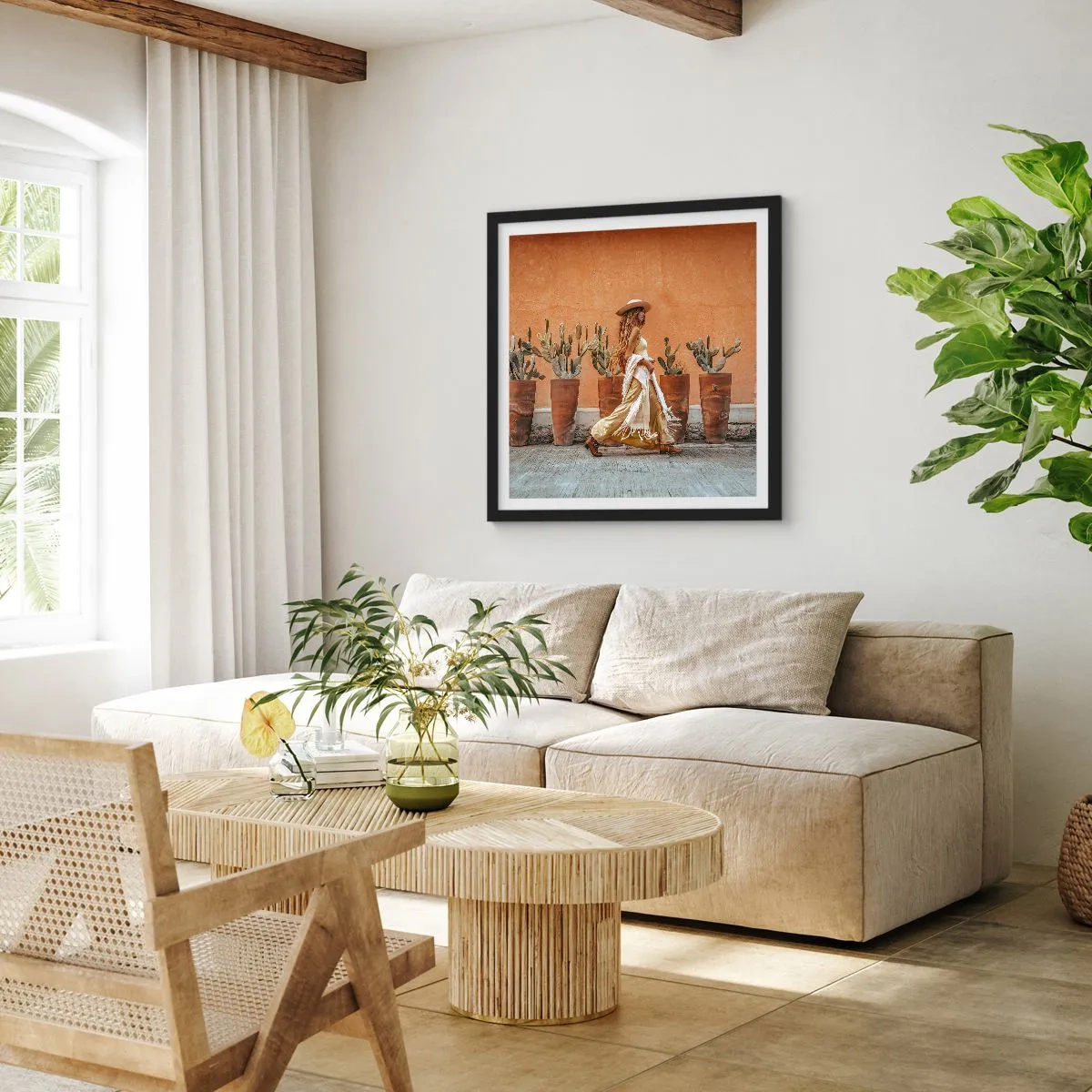 Poster in einem schwarzem Rahmen - Hippie-Stil - 50x50 cm