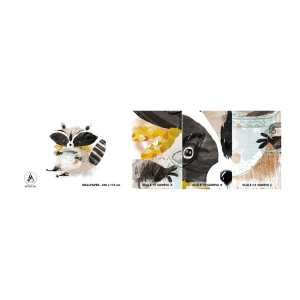 Fototapeten Muster Selbstklebend Deluxe Sticker - Mein Freund der Waschbär - Für Kinder, Waschbär, Grafik - 100x30 cm