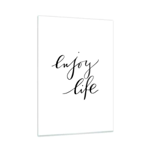 Glasbild - Bild auf glas - Minimalistische Aufschrift „Enjoy life“ in Schwarz auf weißem Hintergrund - 50x70cm - Nichts hinzufügen… - Moderne Wanddekoration für Wohnzimmer und Schlafzimmer ARTTOR