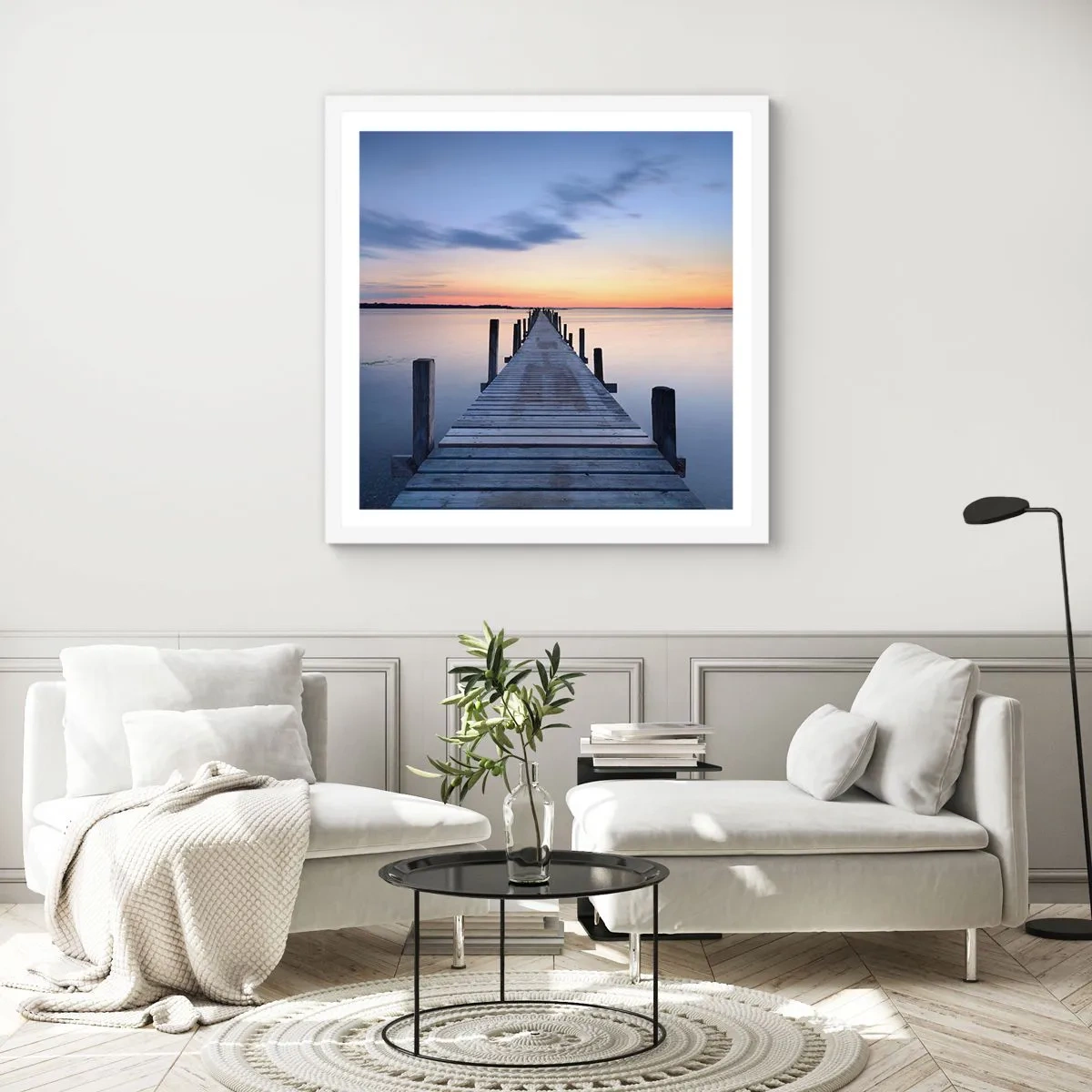 Poster in einem weißen Rahmen - Die Ruhe einer heiteren Dämmerung - 50x50 cm