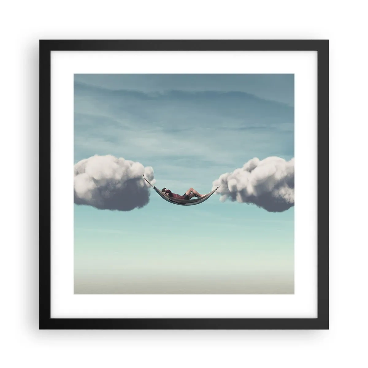 Poster in einem schwarzem Rahmen - Die Behaglichkeit des Augenblicks - 40x40 cm